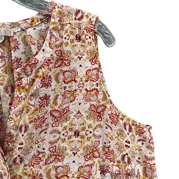 Lila Rose  Womens 1X Top Sleeveless Floral Multi Yellows Reds Off White - Picture 4 of 10